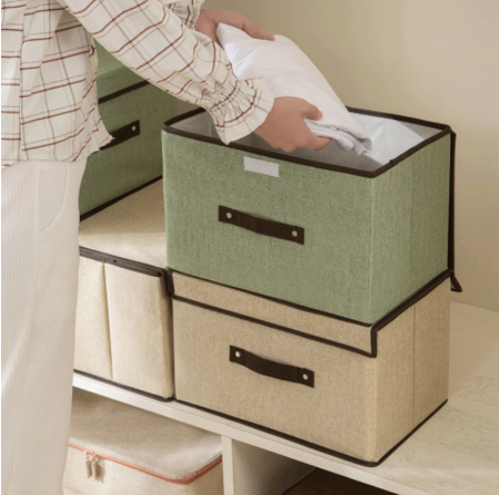 Folding storage box set in assorted colours