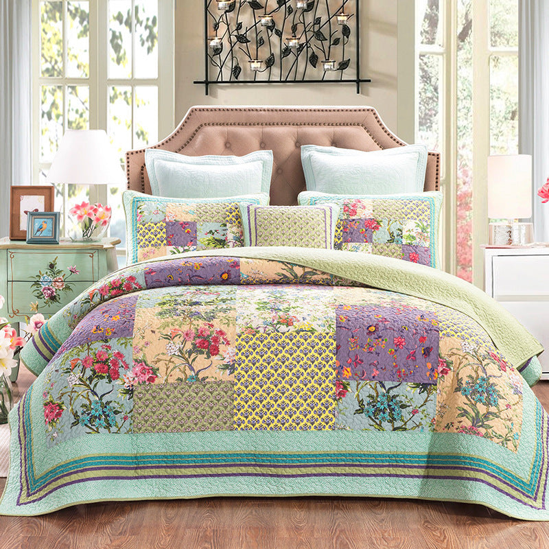 Beautiful Three-piece Patchwork Cotton Bedding Set