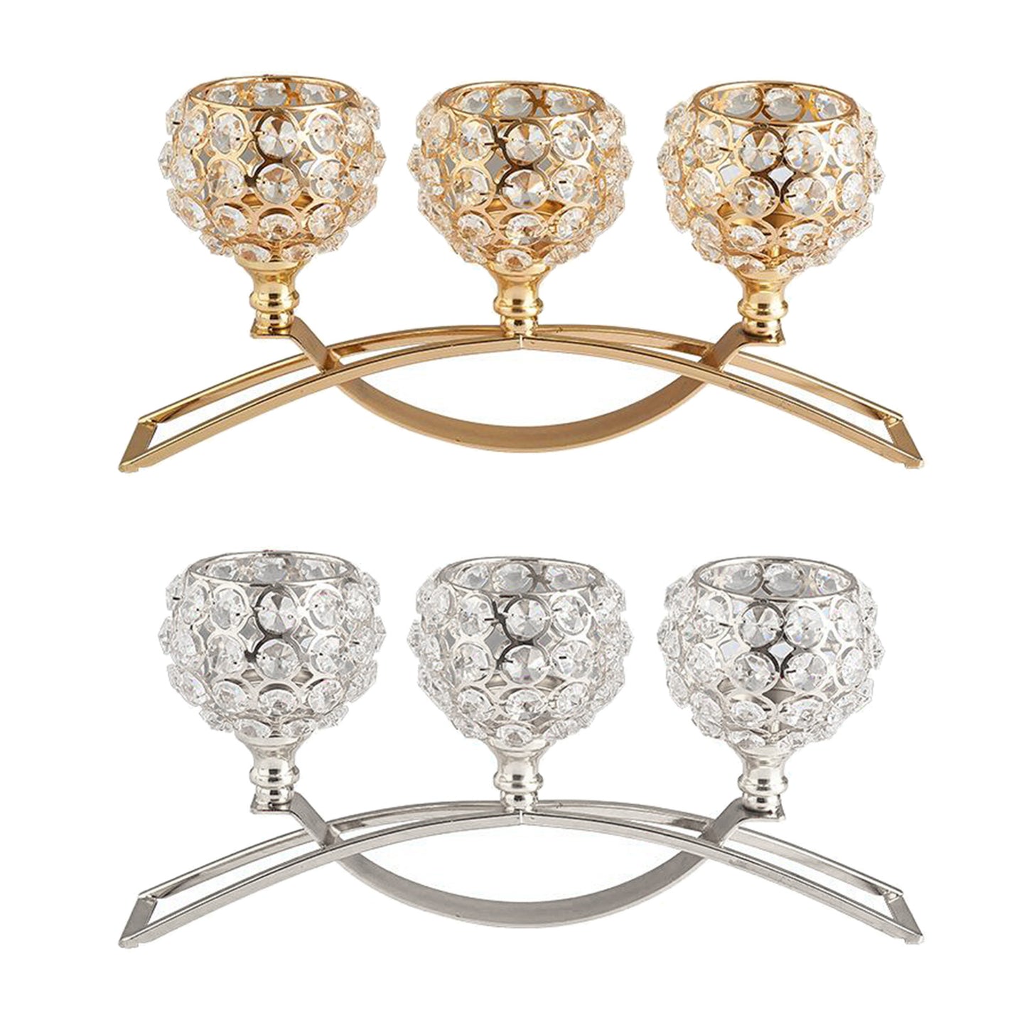 Gold & Silver Crystal Candle Holders