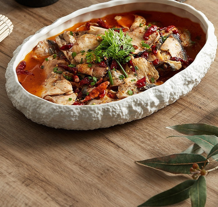 Rock Pattern Ceramic Deep Serving Dish