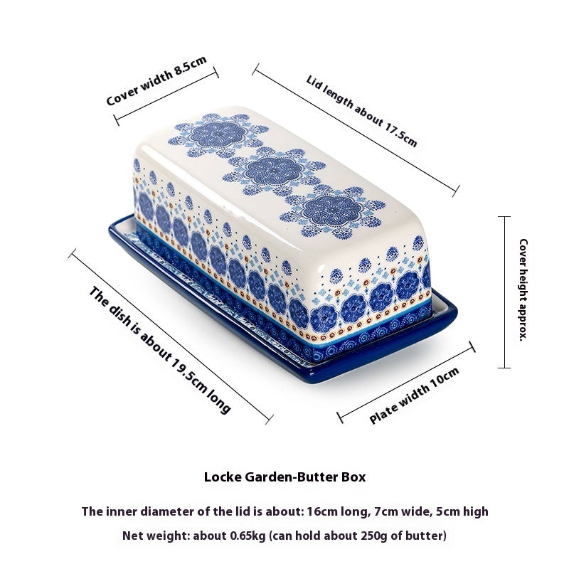 Beautiful Bohemian Ceramic Butter Dish With Lid