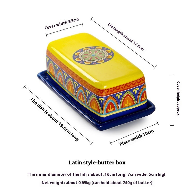 Beautiful Bohemian Ceramic Butter Dish With Lid