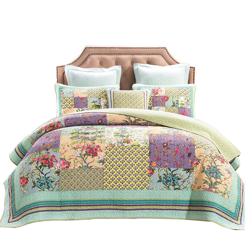 Beautiful Three-piece Patchwork Cotton Bedding Set