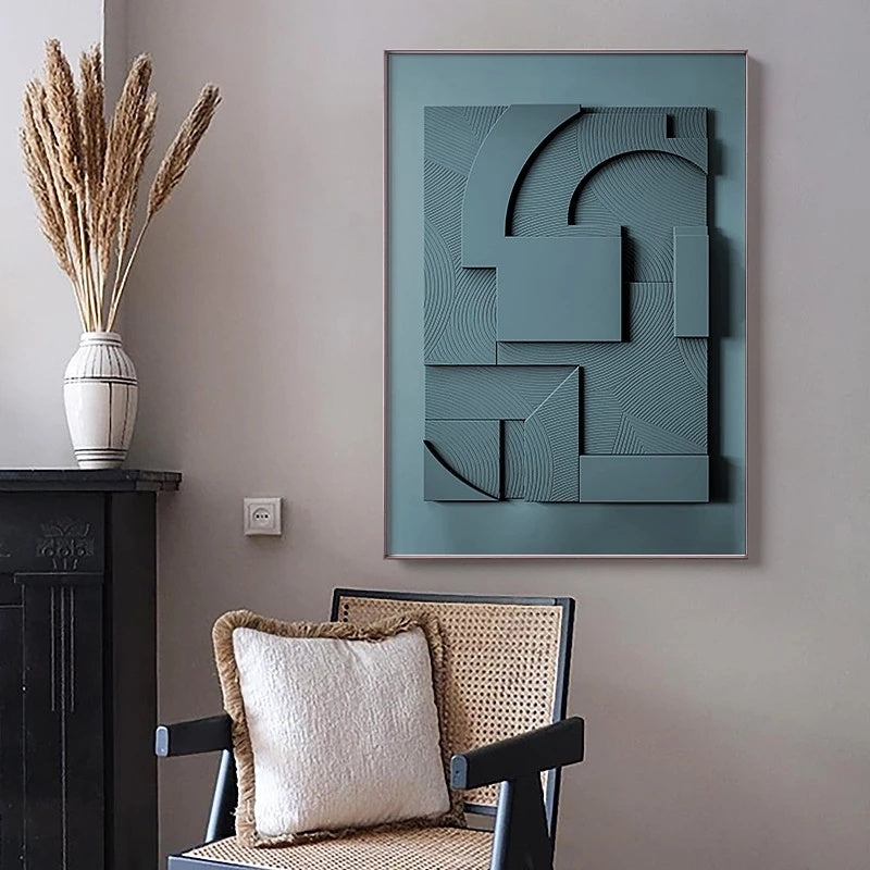 Geometric Abstract Wall Art Framed Canvas Painting